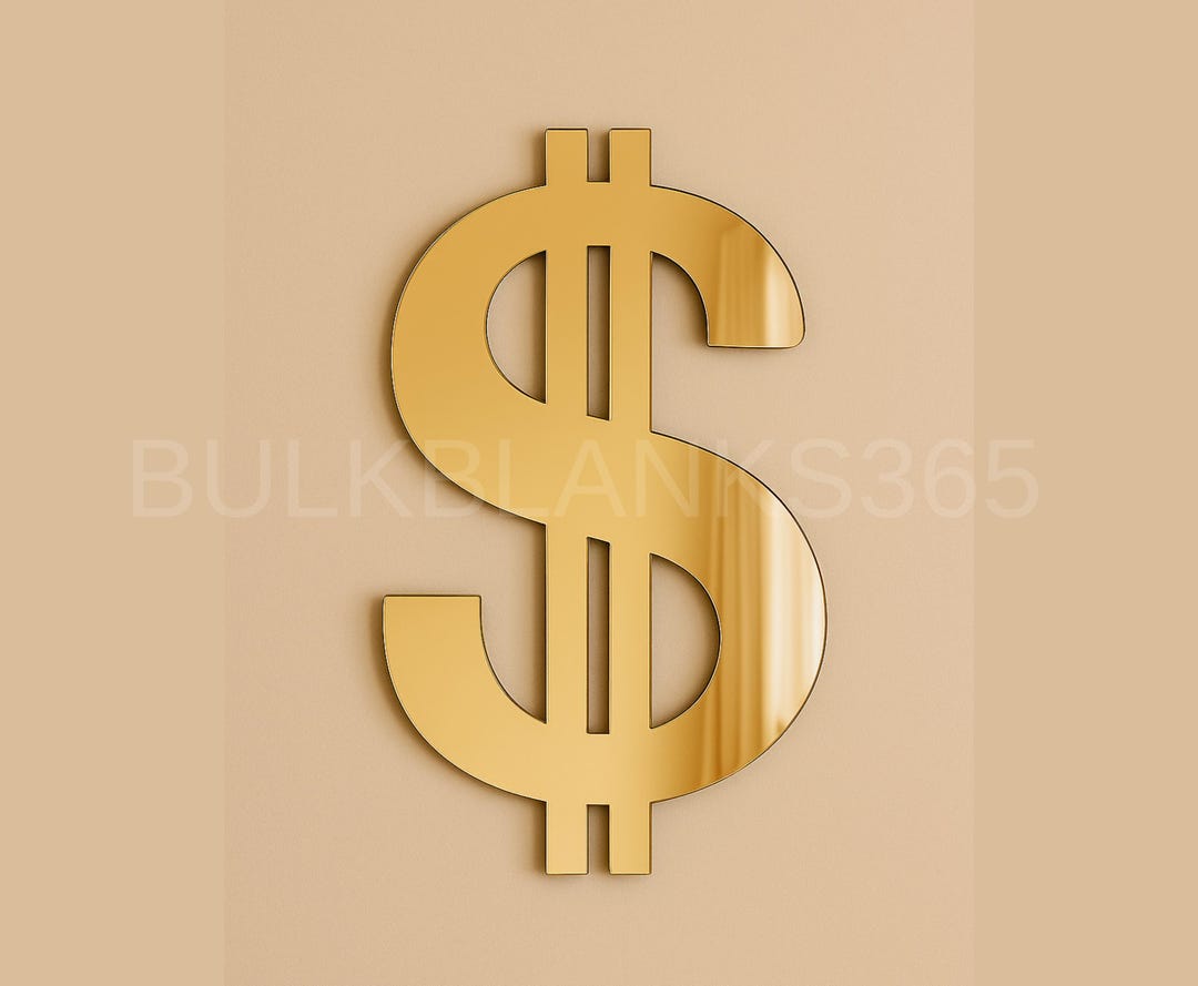 Gold Mirrored Acrylic Dollar Sign Wall Decor – Dollar Sign Cutout for ...