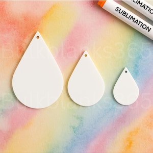 Teardrop Acrylic Blanks, Sets, Double sided, White Sublimation Acrylic Teardrop Earring Blanks | DIY Jewelry Making Supplies image 1