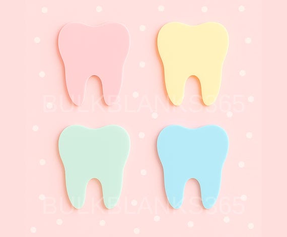 Pastel Acrylic Tooth Blanks | Dentist & Dental Acrylic Cutouts for DIY Keychains, Resin Crafts, Dental Hygienist Gifts and Party Favors
