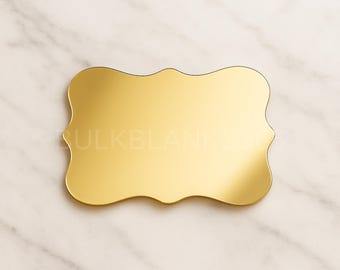 Gold Mirror Wavy Plaque Acrylic Blank Packs | Mirror Acrylic Sign Blank | Boutique Logo Sign | Wedding & Event Acrylic | Craft Supply