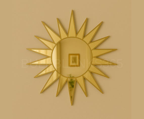 Gold Mirror Sunburst Wall Decor – Modern Boho Mirror Art, Luxury Sun Wall Accent, Celestial Home Decor, Sun Mirror Statement Piece