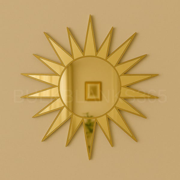 Gold Mirror Sunburst Wall Decor – Modern Boho Mirror Art, Luxury Sun Wall Accent, Celestial Home Decor, Sun Mirror Statement Piece