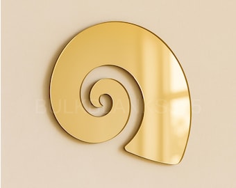 1/8" Gold Mirror Acrylic Spiral Shell Wall Cutout | Modern Coastal Beach Decor | Reflective Seashell Wall Art | Sea Life Decor