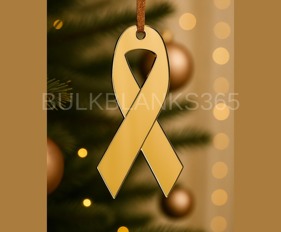 Gold Mirrored Awareness Ribbon Acrylic Blank – Memorial Ornament, Cause ...