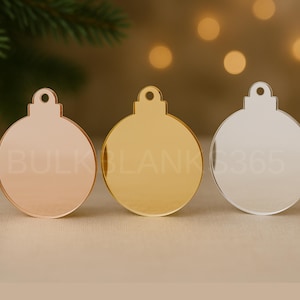 Blank Acrylic Christmas Ornaments, Mirror Ornament Blanks for Vinyl, Engraving, DIY Holiday Crafts, Personalized Gifts, Blank Ornaments