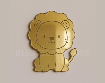 Cute Lion Mirror Wall Decor | Gold Acrylic Kids Room Decor | Safari Nursery Wall Art | Baby Jungle Theme Décor
