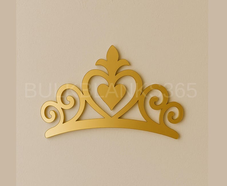 Gold Mirrored Acrylic Princess Tiara Wall Decor – Glam Crown Cutout for ...