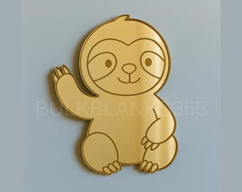 Cute Gold Mirror Acrylic Sloth Wall Decor | Nursery Mirror Animal Cutout | Baby Room Jungle Theme Decor | Acrylic Sloth | Kids Room Wall Art