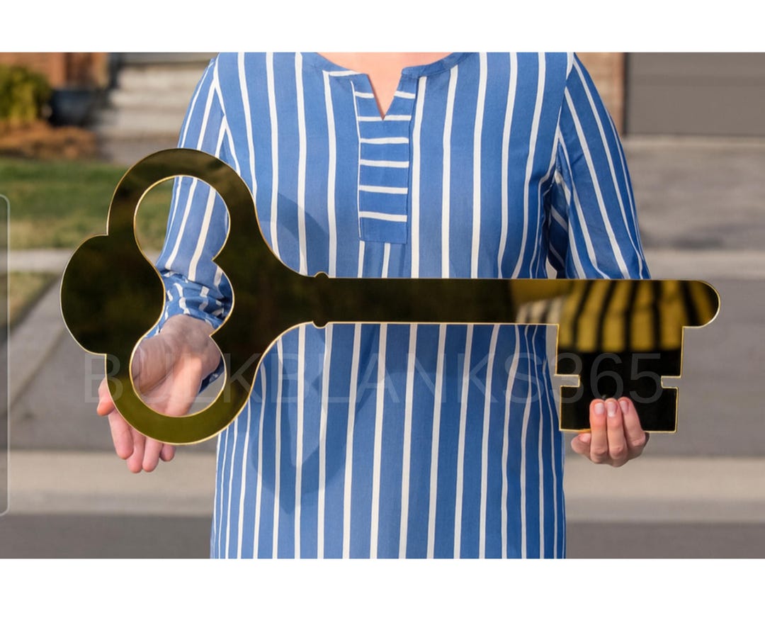 Oversized Realtor Key Blank – Gold Mirror Acrylic Closing Day Prop ...