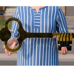 Oversized Realtor Key Blank – Gold Mirror Acrylic Closing Day Prop ...