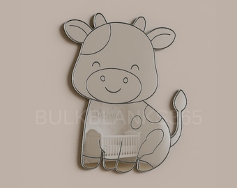 Cow Nursery Wall Mirror | Cute Farm Animal Baby Room Décor | Acrylic Cow Mirror for Nursery, Kids Bedroom, Playroom