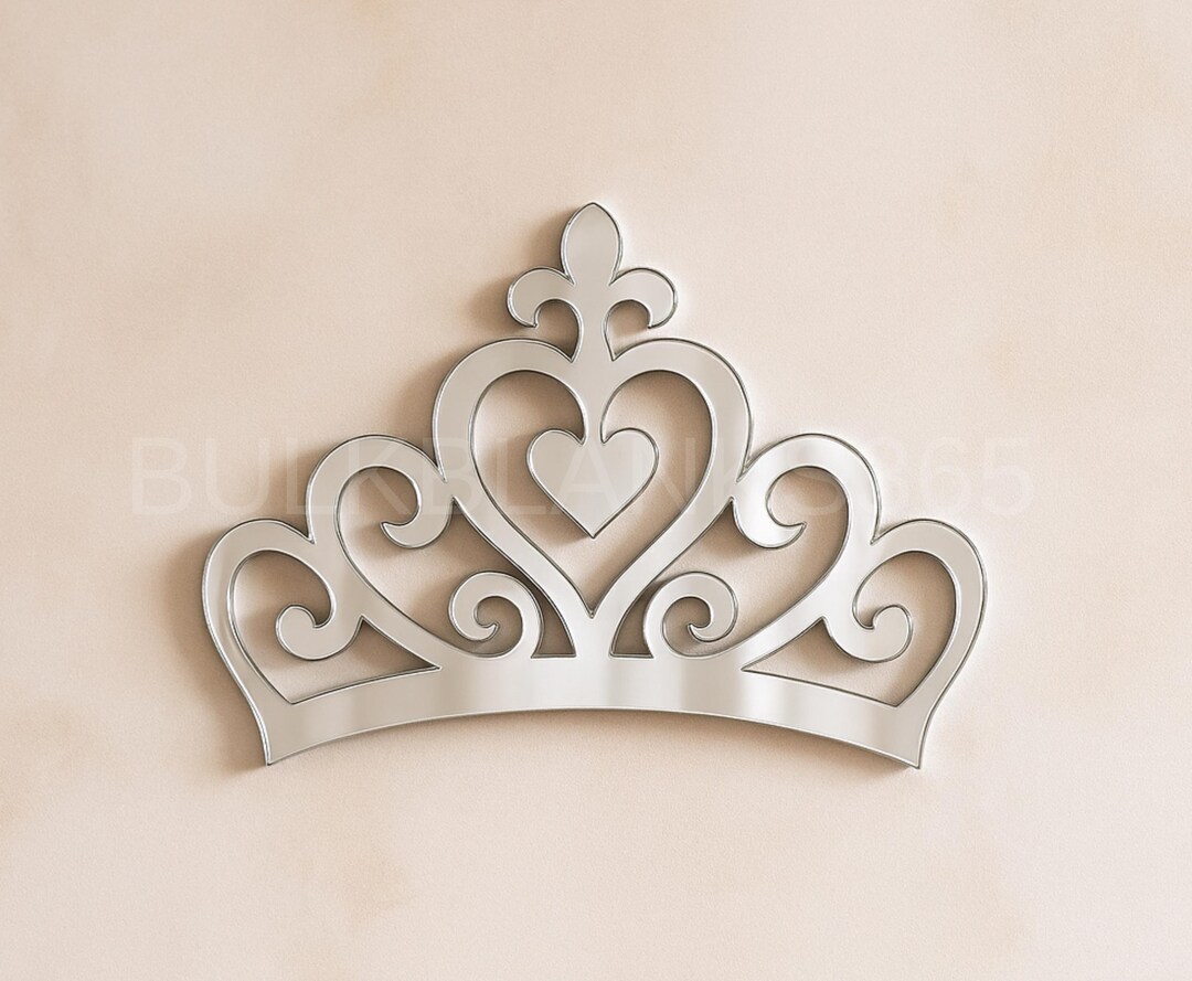 Silver Mirrored Acrylic Princess Crown Wall Decor – Elegant Cutout for ...