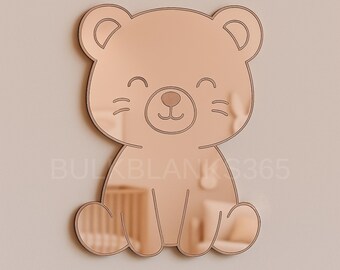 Cute Bear Mirror Wall Decor | Rose Gold Acrylic Nursery Wall Art | Baby Girl Room Decor | Montessori Playroom Mirror