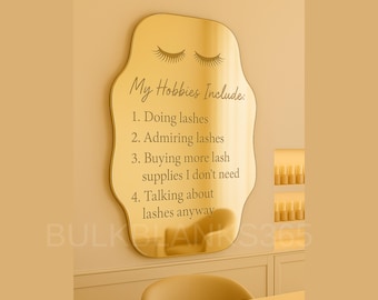 Gold Mirror Lash Tech Wall Sign – Funny Lash Artist Studio Décor | Beauty Suite Wall Art for Estheticians | Glam Acrylic Mirror Salon Accent