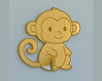 Monkey Mirror Decor for Nursery | Acrylic Monkey Wall Decor | Jungle Theme Kids Room Decor | Playroom Accent | Animal Mirror Nursery Decor