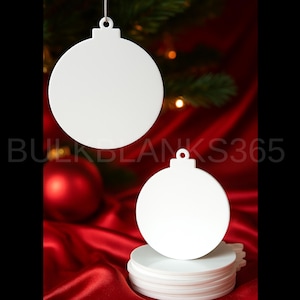 WHITE Acrylic Christmas Ornament Blanks, DIY Acrylic Blanks, Round Shape with Hole, Holiday Blank, Crafting Blanks, DIY Ornament