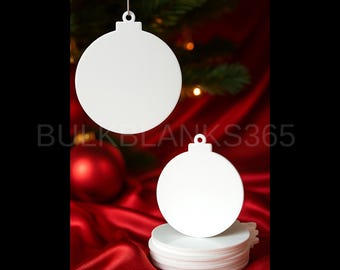 WHITE Acrylic Christmas Ornament Blanks, DIY Acrylic Blanks, Round Shape with Hole, Holiday Blank, Crafting Blanks, DIY Ornament