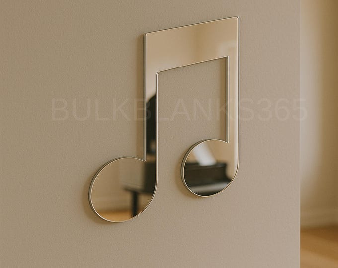 Silver Mirror Acrylic Music Note Wall Decor | Music Room, Studio & Party Decoration