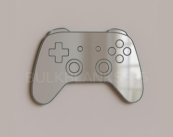 Gamer Controller Mirror Wall Decor | Silver Acrylic Gaming Sign | Video Game Room Decor for Boys Teens | Gamer Bedroom Accessory Gift