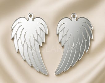 Silver Mirror Angel Wing Earring Blanks (Pair) | Laser Cut Acrylic Wing Shapes | Memorial & Celestial Acrylic Blanks for Earrings Crafts