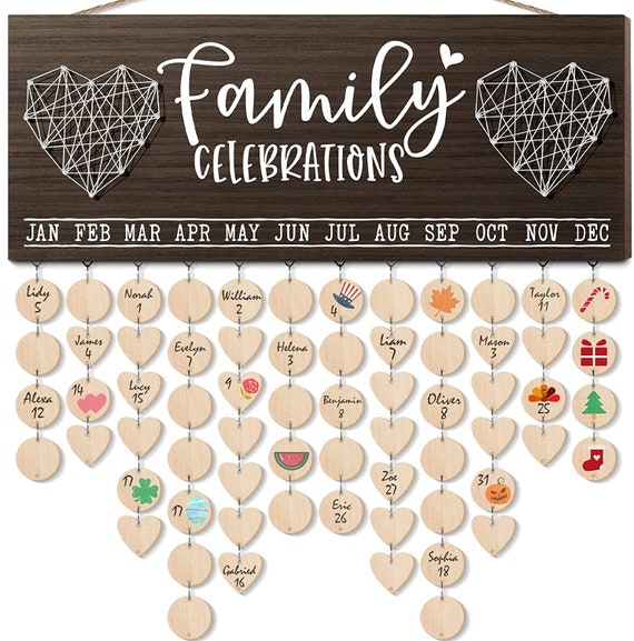 Wooden Birthday Reminder Board Plaque Sign Hanging Friend Family Calendar DIY UK 
