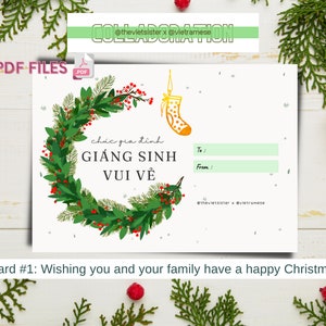 Vietnamees Engelse kerstkaarten. Kaart #1. Ik wens je een vrolijk kerstfeest. Samenwerking @thevietsister x @vietramese