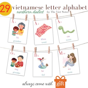 NORTHERN Vietnamese ALPHABET for kids. Print-at-Home Bilingual flashcards Vietnamese English. Montessori education- The Viet Sister