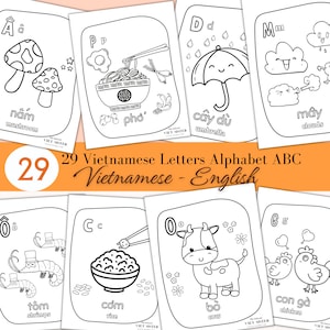 Vietnamese Alphabet Coloring Pages for Kids, Teaching Vietnamese| Gift for Viet Kids- The Viet Sister