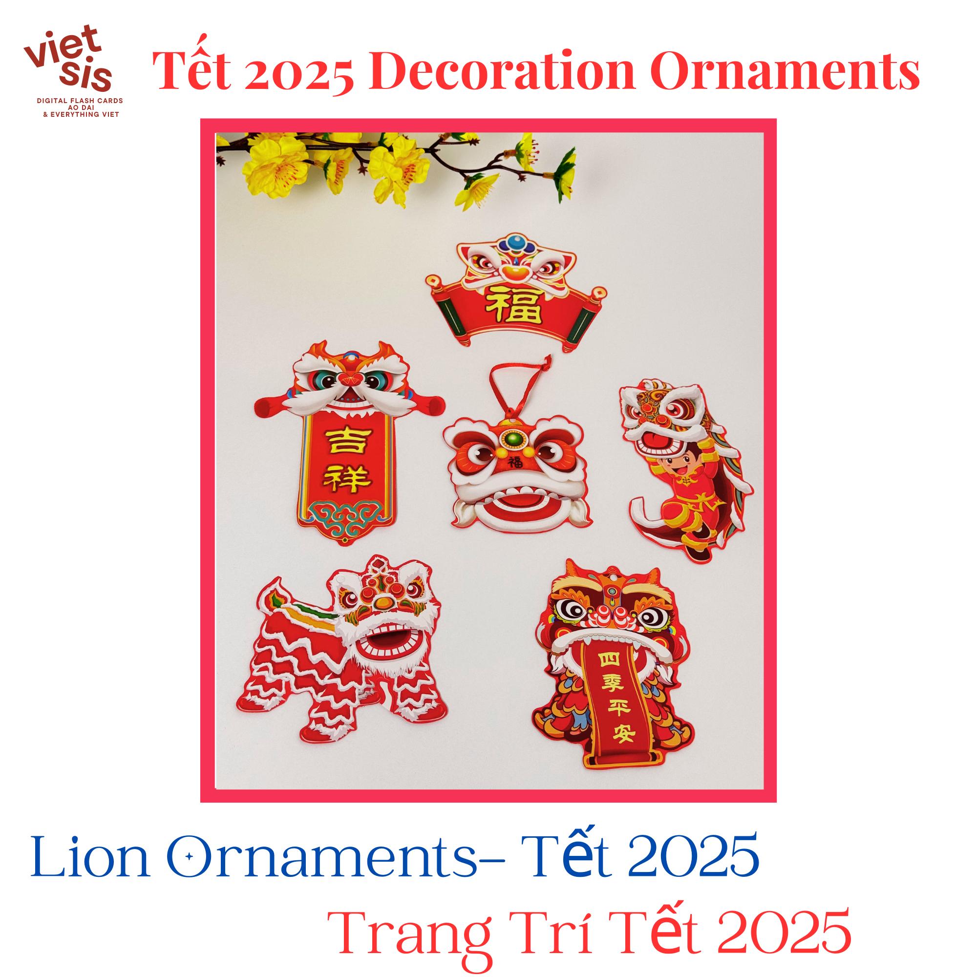 Handmade Red Lion Dance Tet Ornaments: Lunar New Year Decor, Set of 5