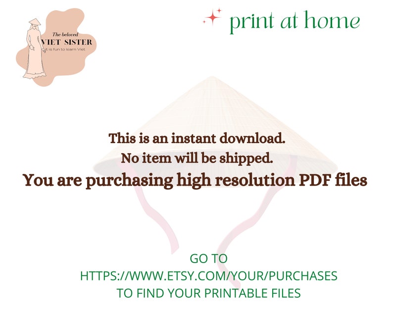 May include: A digital download of printable PDF files. The text on the image reads "This is an instant download. No item will be shipped. You are purchasing high resolution PDF files. GO TO HTTPS://WWW.ETSY.COM/YOUR/PURCHASES TO FIND YOUR PRINTABLE FILES."