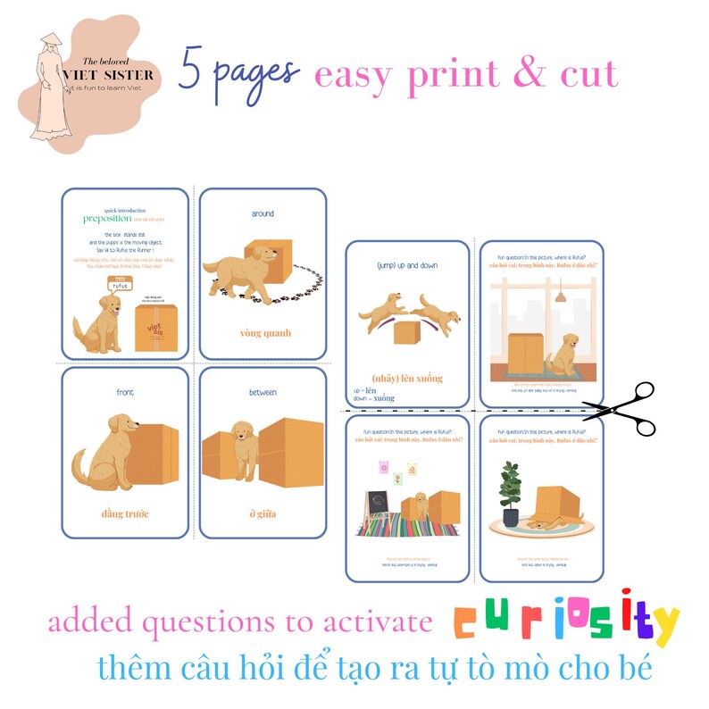 Vietnamese Preposition Flashcards: Bilingual Montessori Cards (digital ...