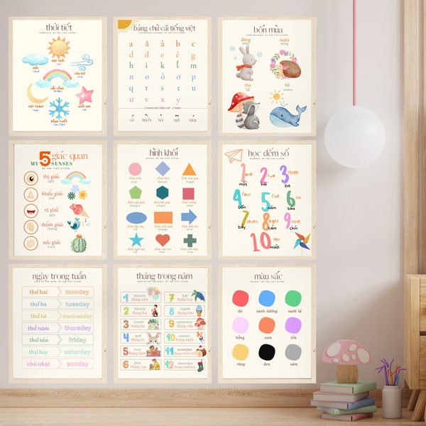 Vietnamese Learning Adventure Bundle for Kids | Printable Posters | Alphabet, Numbers, Colors, and More- The Viet Sister