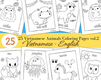 Best gift for Vietnamese American kids, Vietnamese English animal coloring pages (25). You can print at home- The Viet Sister