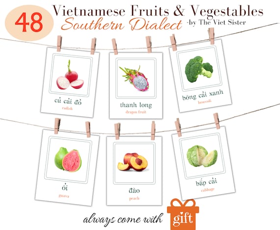 Southern Vietnamese Fruits & Vegetables Flash Cards (PDF)