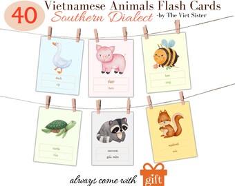 Southern Vietnamese Animal Flashcards: Bilingual Learning (Digital Download)