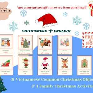 Tarjetas de Navidad vietnamita-inglés. Enseñando palabras navideñas comunes en vietnamita - La Hermana Viet