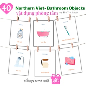 Vietnamese Bathroom Vocabulary| Northern Vietnamese Dialect | Printable PDF for Kids & Beginners | Learn Vietnamese | The Viet Sister