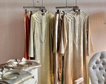 Gold Ao Dai with Green Pants, Wedding Guest, Bridesmaid, Vietnamese Traditional Dress