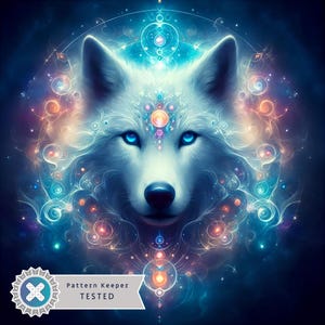 Celestial Wolf Counted Cross Stitch Pattern | Instant Download | PDF