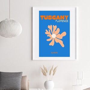 Retro Travel Print, TUSCANY Wall Art, Florence Wall Art, DIGITAL DOWNLOAD, Italy Travel Poster, Retro Summer Print, Colourful Wall Art