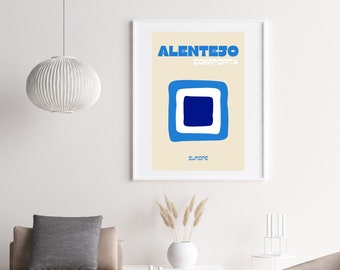 Retro Travel Print, Alentejo Wall Art, COMPORTA Wall Art, DIGITAL DOWNLOAD, Portugal Travel Poster, Retro Zomer Print, Kleurrijke Kunst aan de Muur