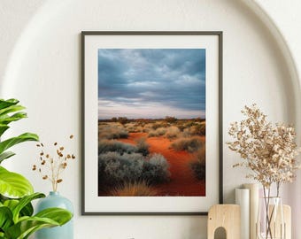 Australian Outback Desert Poster | Digital Travel Art, Red Dirt Northern Territory Travel Art, Nature Wall Art Prints, Hallway Art, Gift