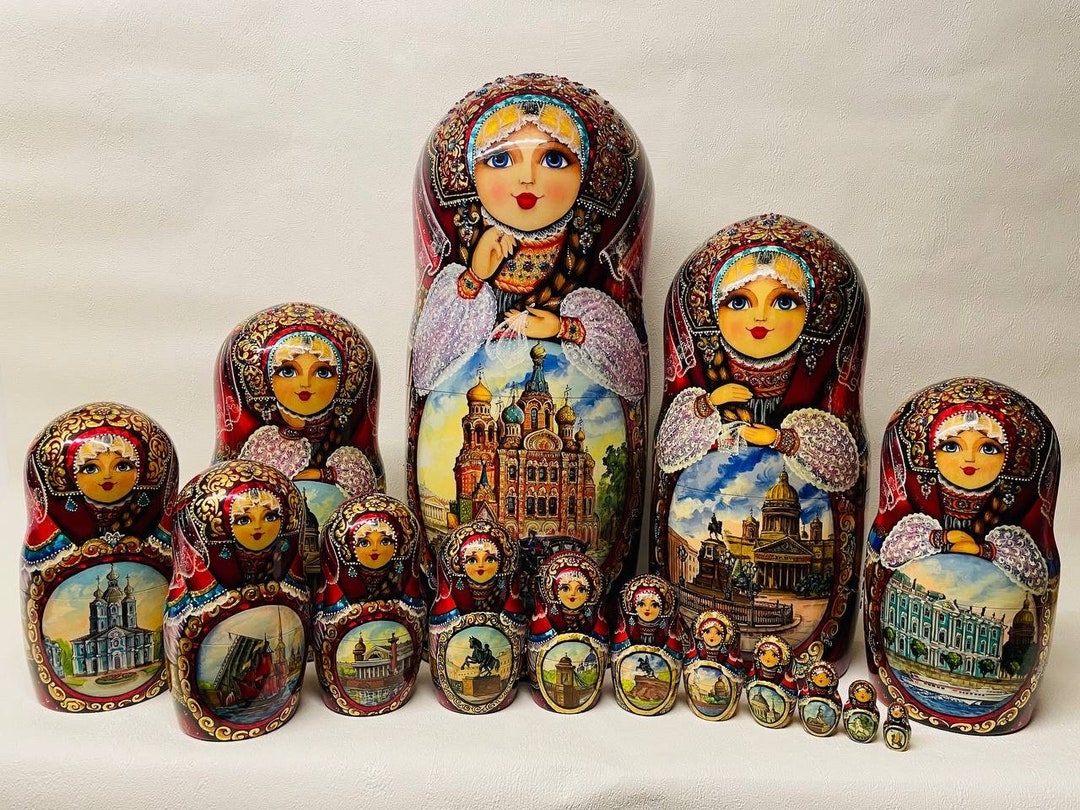 Матрешка Матрешка Бабушка Вид на Город 15 штук - Etsy