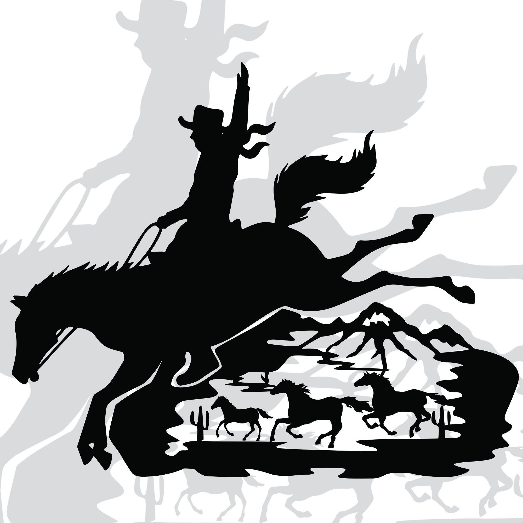 Cowboy Horse Svg File for Cricut, Clipart, Wood Paper Vinyl Laser Cut