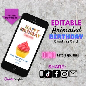Happy Birthday Video Card, Animated Birthday Card, Birthday E-card, Digital Card, Happy Birthday Card, Video Card, DIY Birthday Card