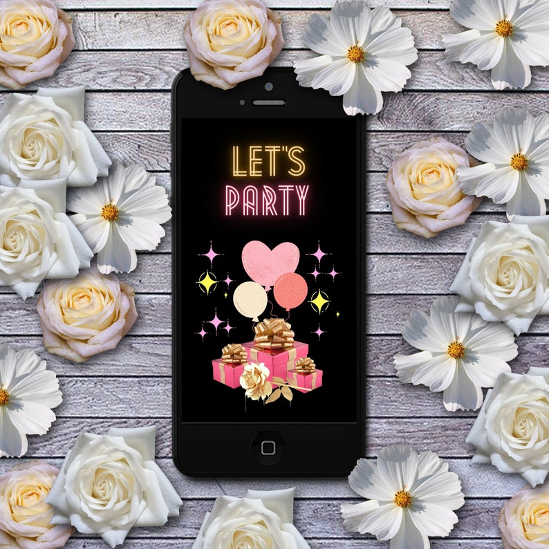 Editable Birthday Invitation Template Pink and Gold, Birthday Party