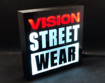 Vision Street Wear Neon Led Lightbox RGB Sign | Skate Shop | Cloth Store Lamp Decor