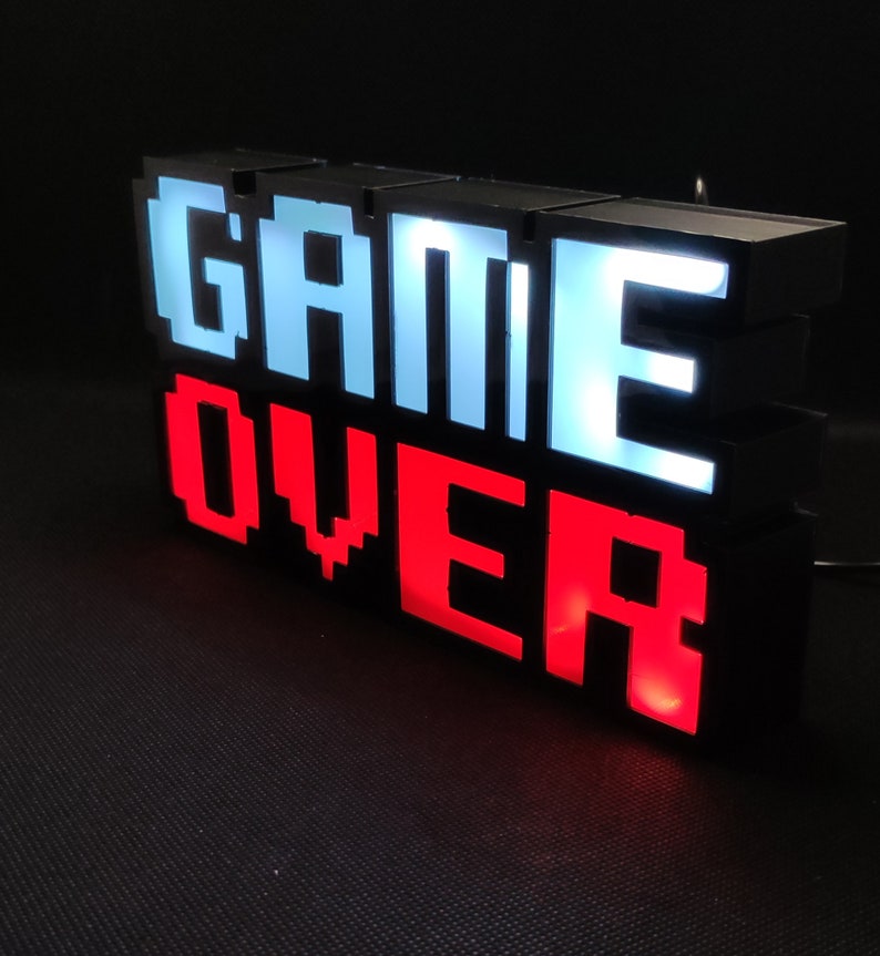 GAME OVER Led Lightbox Sign Etsy
