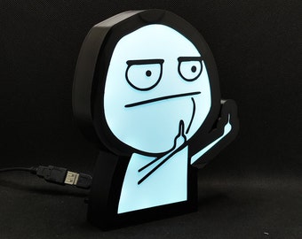 Middle Finger Troll Face Meme Neon Led Lightbox RGB Lamp | Gift for your Grumpy Friend | Night Light Lamp | Table Lamp