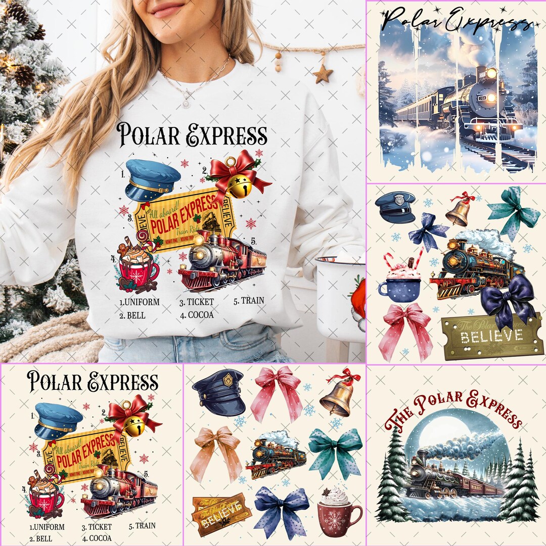 10 Designs Polar Express Png Bundle, Christmas Train Believe Polar ...